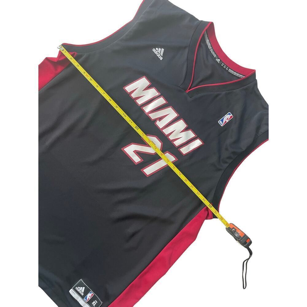 ADIDAS NBA MIAMI HEAT JERSEY HASSAN WHITESIDE #21 BLACK SCREEN Sz XL 2013 MADE - Picture 5 of 15